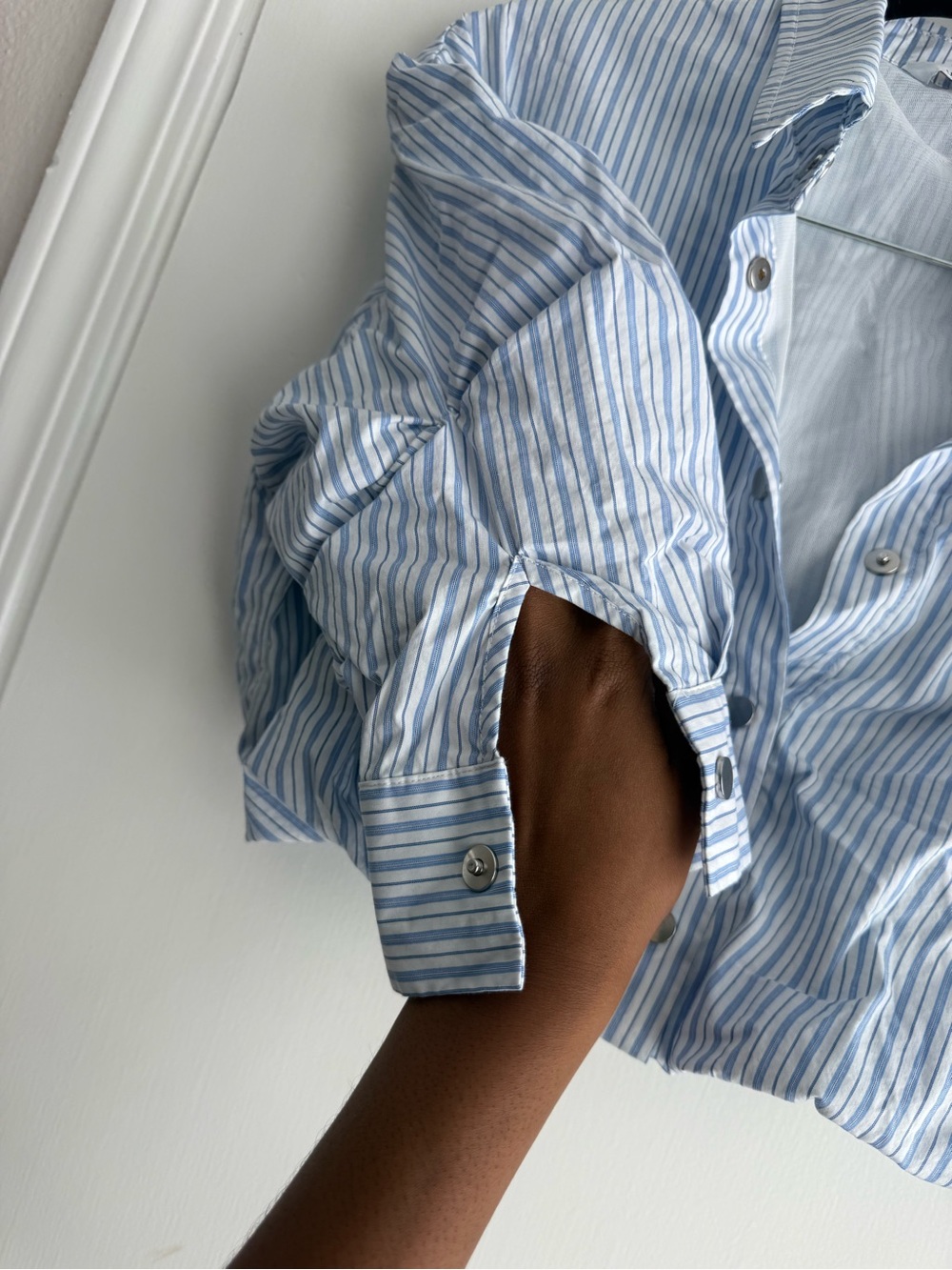 Striped Cropped Button-Front Top - Picture 8 of 8
